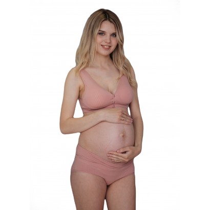 Комплект белья топ для кормления + трусы Пудровый